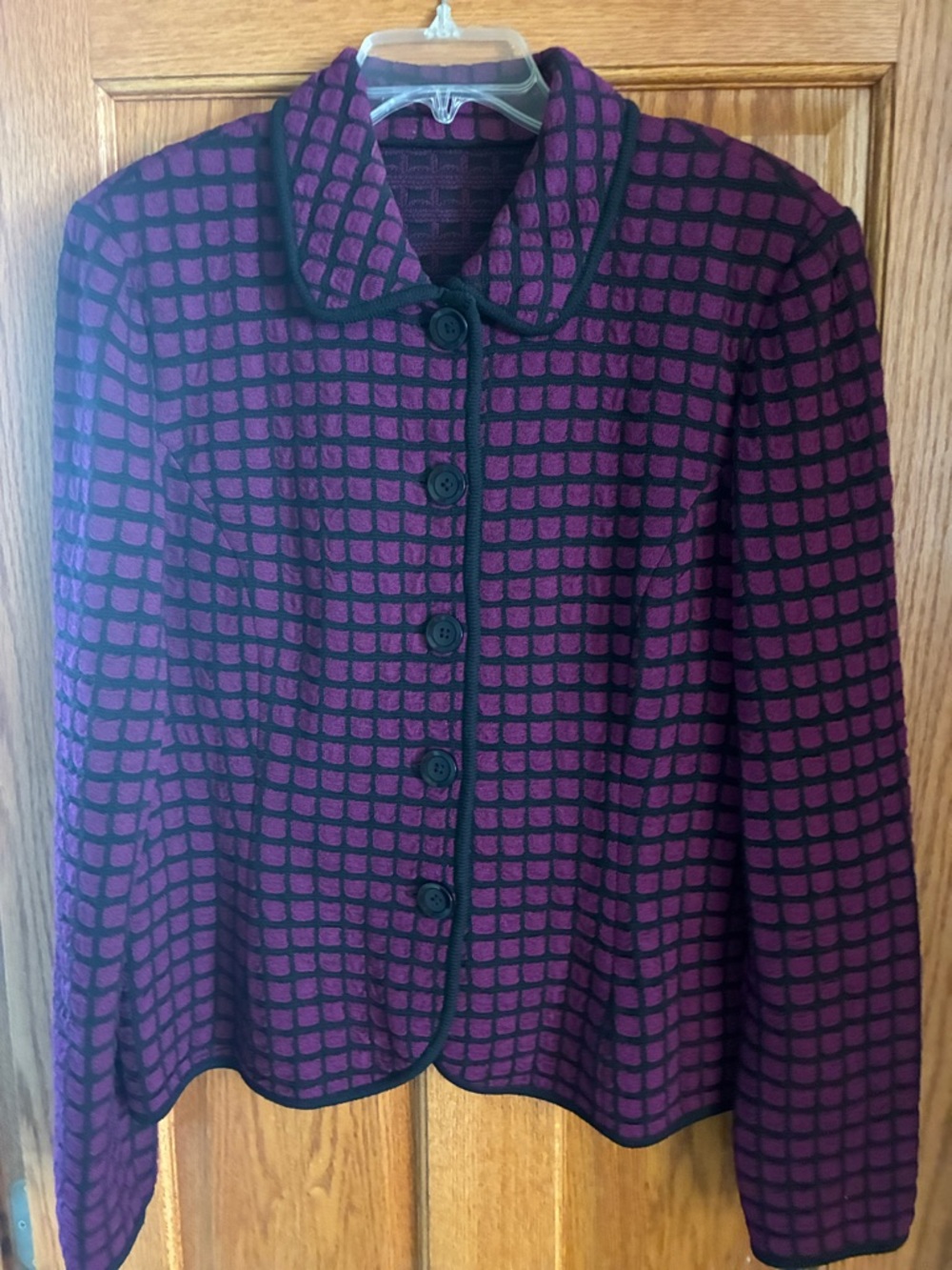 Women's Purple Grid Button-Front Jacket